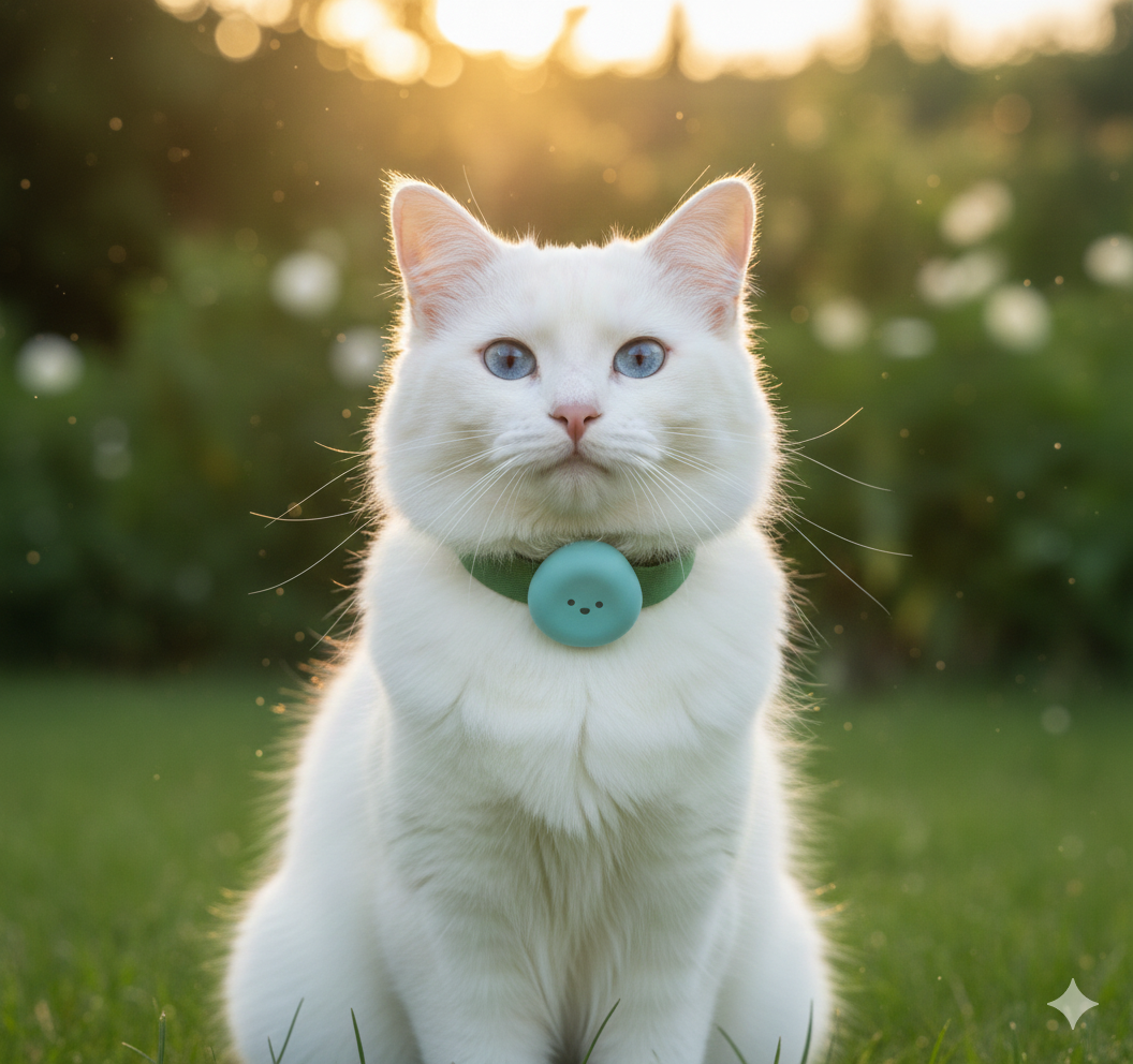 Cat wearing Button device